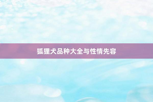 狐狸犬品种大全与性情先容