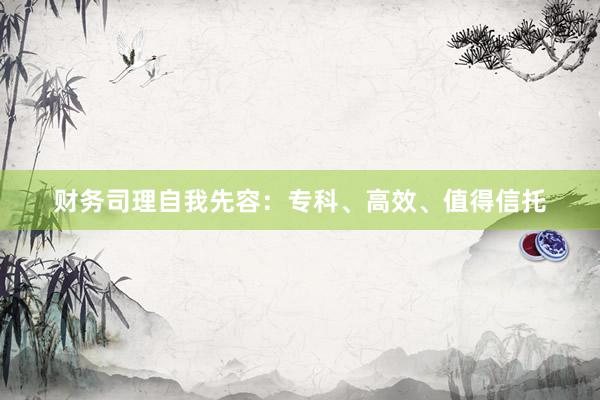 财务司理自我先容：专科、高效、值得信托